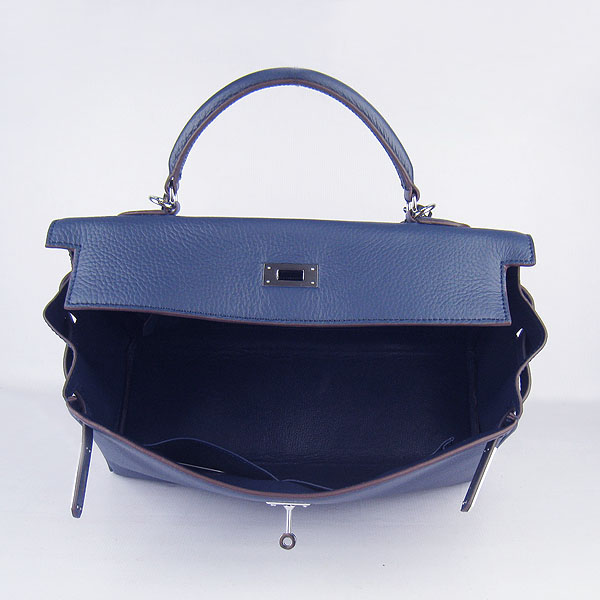 High Quality Hermes Kelly 35cm Togo Leather Bag Dark Blue 6308